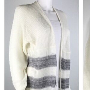 Wild Pearl Knit Ivory Cardigan Gray Stripes